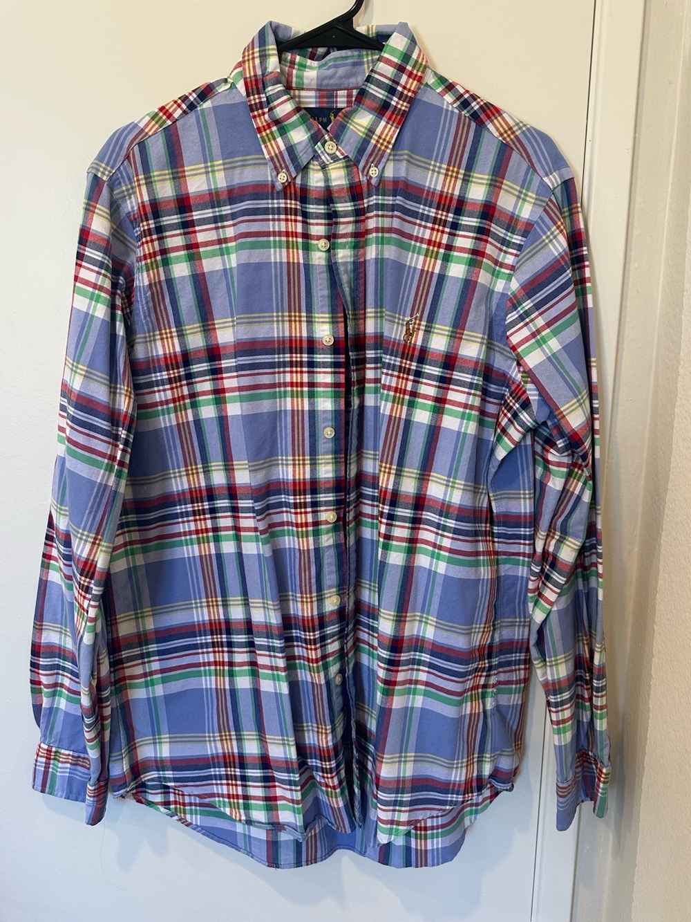 Ralph Lauren Men's Blue Red Plaid Button-Down Shirt